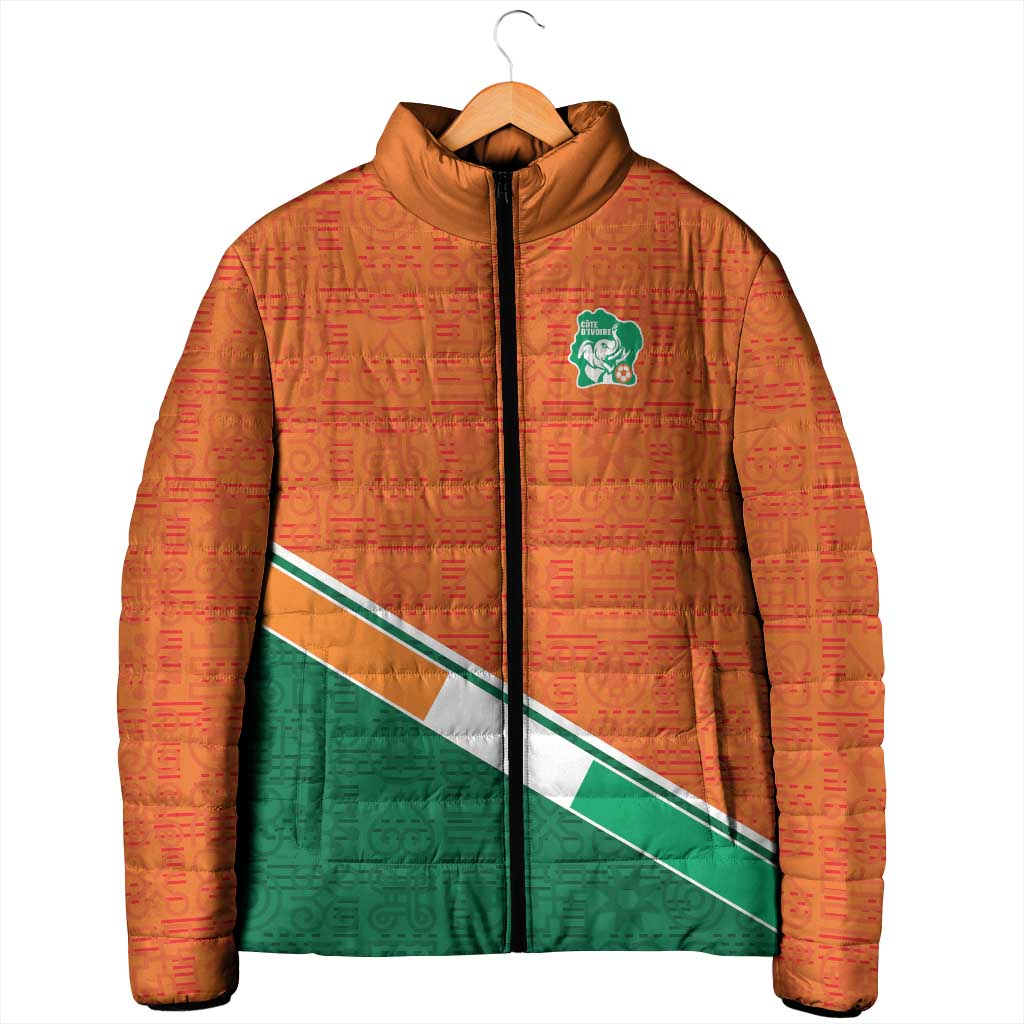 World Football 2026 Ivory Coast Custom Padded Jacket African Adinkra Pattern - African Pride