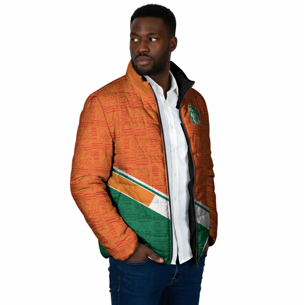World Football 2026 Ivory Coast Custom Padded Jacket African Adinkra Pattern - African Pride