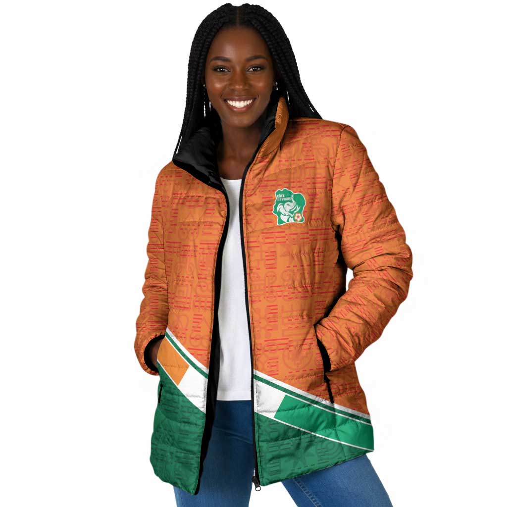World Football 2026 Ivory Coast Custom Padded Jacket African Adinkra Pattern - African Pride