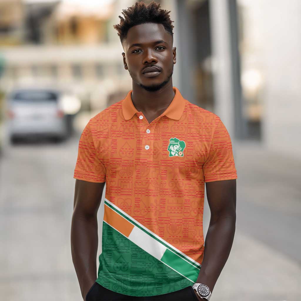 World Football 2026 Ivory Coast Custom Polo Shirt African Adinkra Pattern LT9