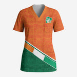World Football 2026 Ivory Coast Custom Scrub Top African Adinkra Pattern - African Pride