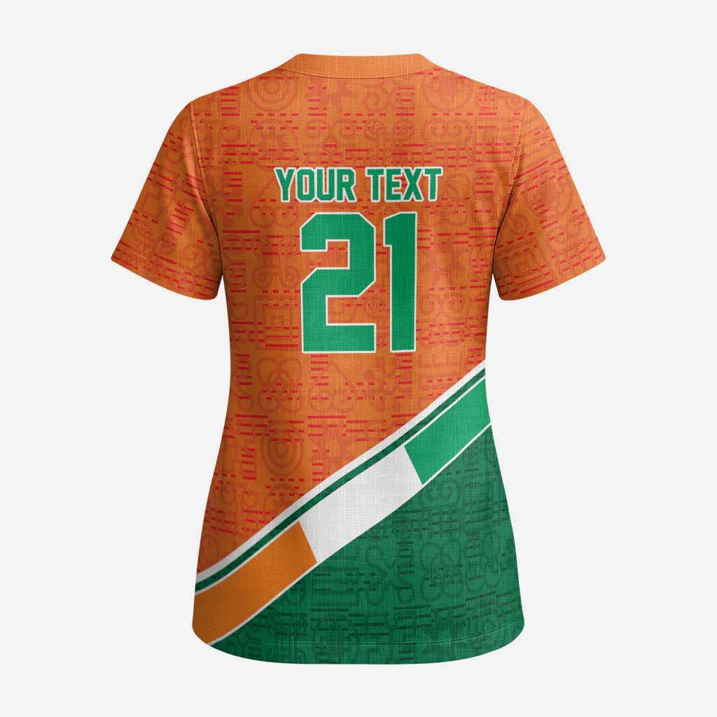 World Football 2026 Ivory Coast Custom Scrub Top African Adinkra Pattern - African Pride