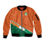 World Football 2026 Ivory Coast Custom Sleeve Zip Bomber Jacket African Adinkra Pattern - African Pride