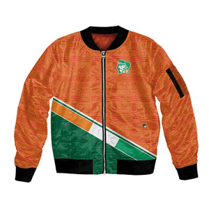 World Football 2026 Ivory Coast Custom Sleeve Zip Bomber Jacket African Adinkra Pattern - African Pride
