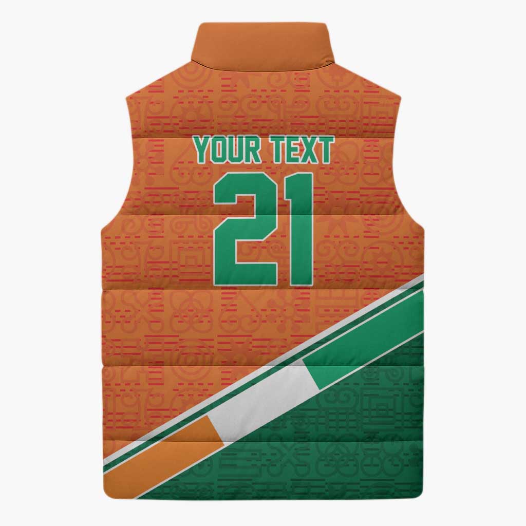 World Football 2026 Ivory Coast Custom Sleeveless Puffer Jacket African Adinkra Pattern - African Pride