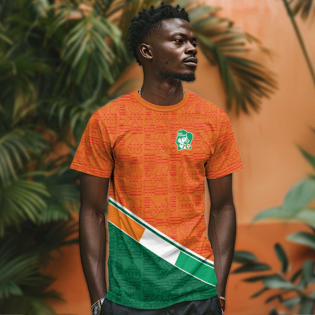 World Football 2026 Ivory Coast Custom T shirt African Adinkra Pattern LT9