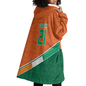 World Football 2026 Ivory Coast Custom Wearable Blanket Hoodie African Adinkra Pattern - African Pride