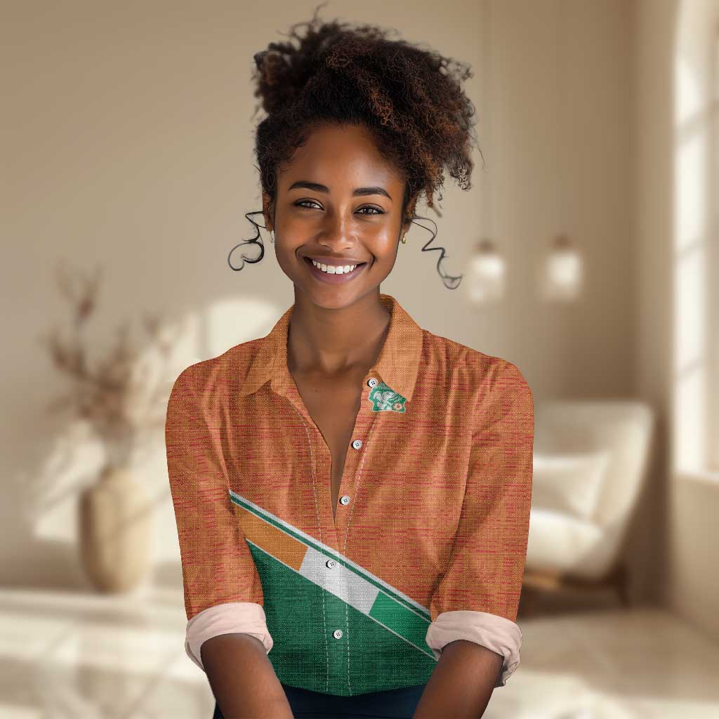 World Football 2026 Ivory Coast Custom Women Casual Shirt African Adinkra Pattern - African Pride