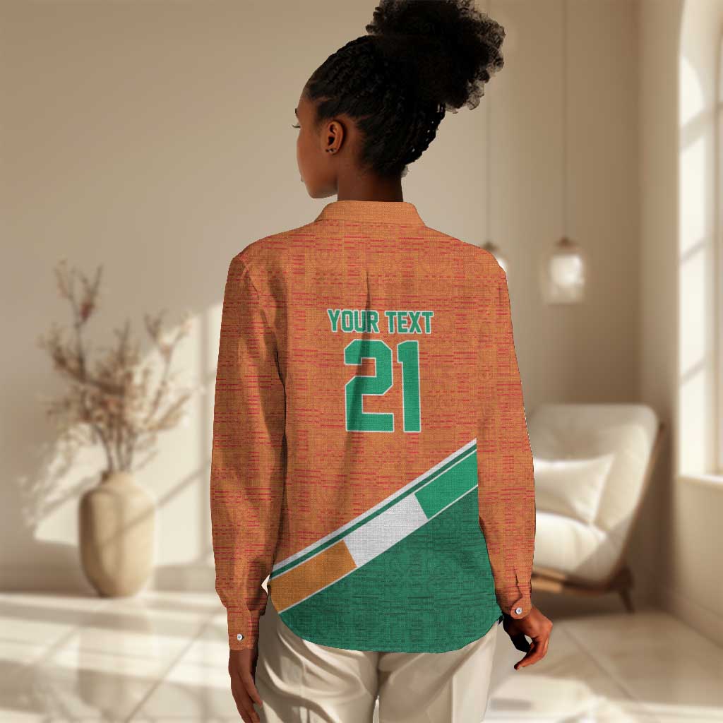 World Football 2026 Ivory Coast Custom Women Casual Shirt African Adinkra Pattern - African Pride
