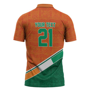World Football 2026 Ivory Coast Custom Zipper Polo Shirt African Adinkra Pattern - African Pride