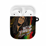 Legend Bob Get Up Stand Up AirPods Case Black Jamaican Reggae Multicolored