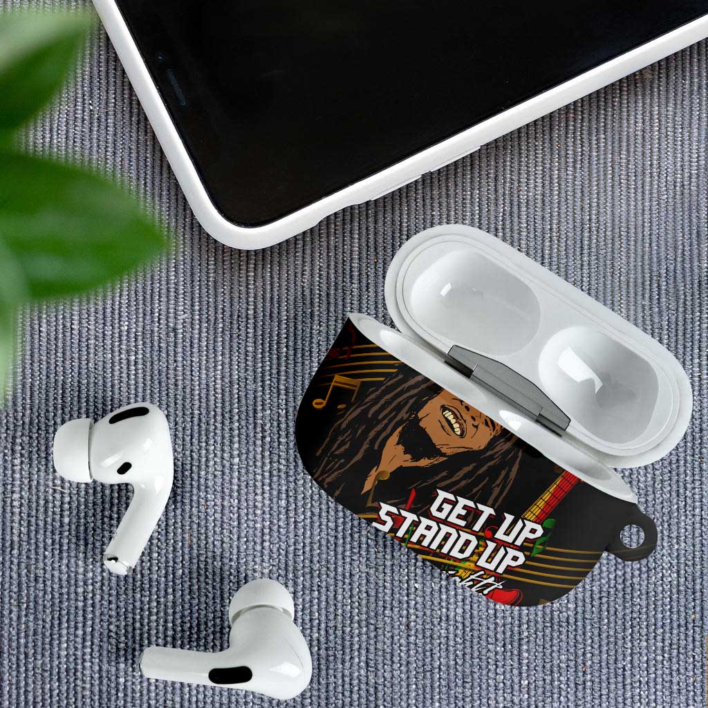 Legend Bob Get Up Stand Up AirPods Case Black Jamaican Reggae Multicolored