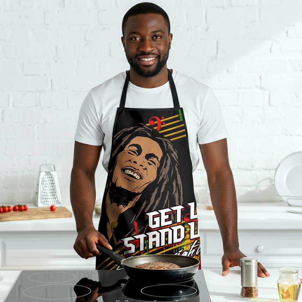 Legend Bob Get Up Stand Up Apron Black Jamaican Reggae Multicolored