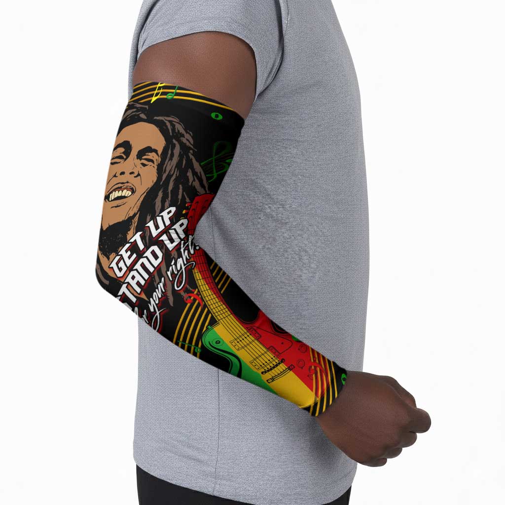 Legend Bob Get Up Stand Up Arm Sleeves Black Jamaican Reggae Multicolored