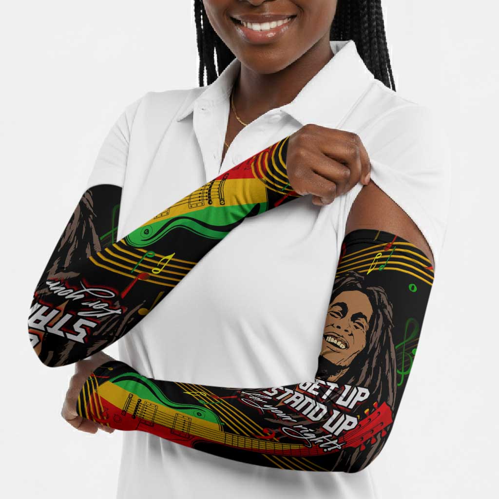 Legend Bob Get Up Stand Up Arm Sleeves Black Jamaican Reggae Multicolored