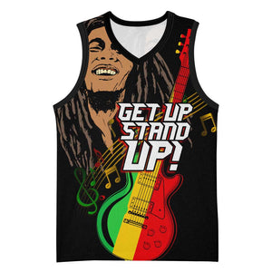 Legend Bob Get Up Stand Up Basketball Jersey Black Jamaican Reggae Multicolored LT9
