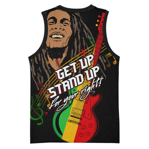 Legend Bob Get Up Stand Up Basketball Jersey Black Jamaican Reggae Multicolored LT9