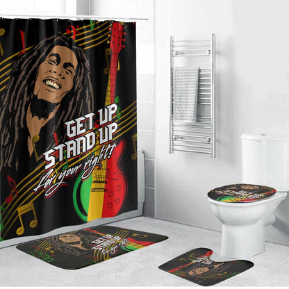 Legend Bob Get Up Stand Up Bathroom Set Black Jamaican Reggae Multicolored