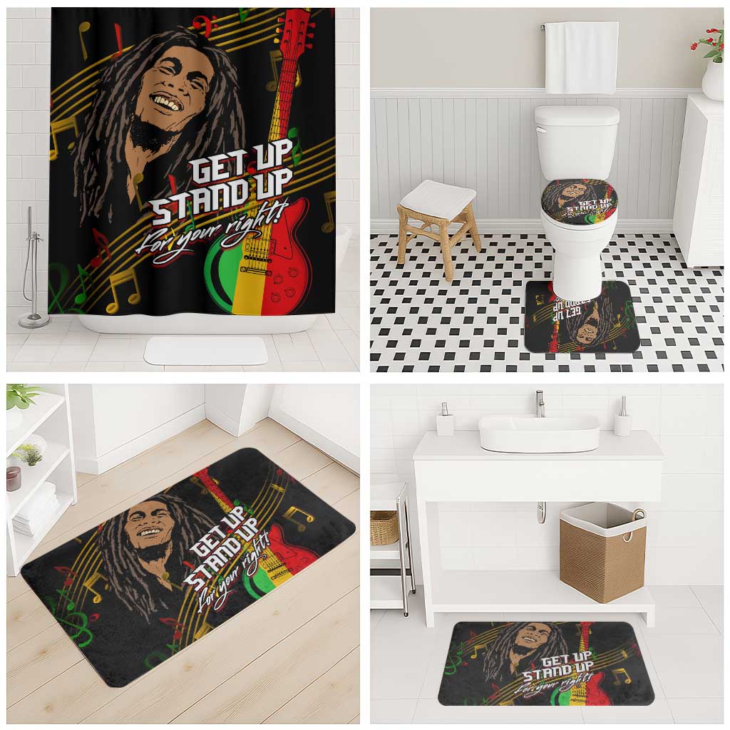 Legend Bob Get Up Stand Up Bathroom Set Black Jamaican Reggae Multicolored