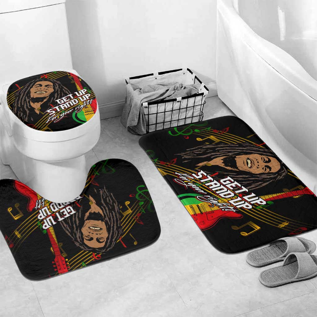 Legend Bob Get Up Stand Up Bathroom Set Black Jamaican Reggae Multicolored