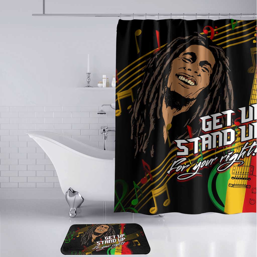 Legend Bob Get Up Stand Up Bathroom Set Black Jamaican Reggae Multicolored