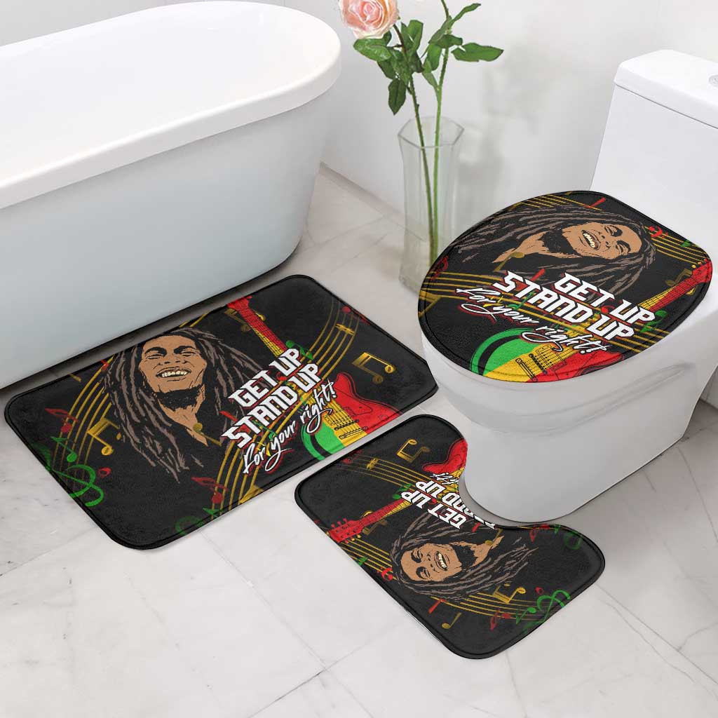 Legend Bob Get Up Stand Up Bathroom Set Black Jamaican Reggae Multicolored