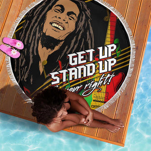 Legend Bob Get Up Stand Up Beach Blanket Black Jamaican Reggae Multicolored