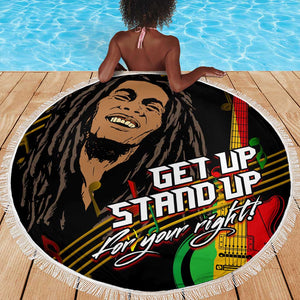 Legend Bob Get Up Stand Up Beach Blanket Black Jamaican Reggae Multicolored