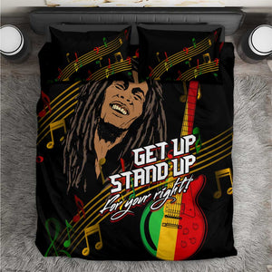 Legend Bob Get Up Stand Up Bedding Set Black Jamaican Reggae Multicolored