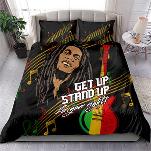 Legend Bob Get Up Stand Up Bedding Set Black Jamaican Reggae Multicolored