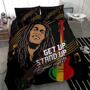 Legend Bob Get Up Stand Up Bedding Set Black Jamaican Reggae Multicolored