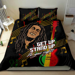 Legend Bob Get Up Stand Up Bedding Set Black Jamaican Reggae Multicolored