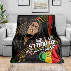 Legend Bob Get Up Stand Up Blanket Black Jamaican Reggae Multicolored