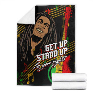 Legend Bob Get Up Stand Up Blanket Black Jamaican Reggae Multicolored