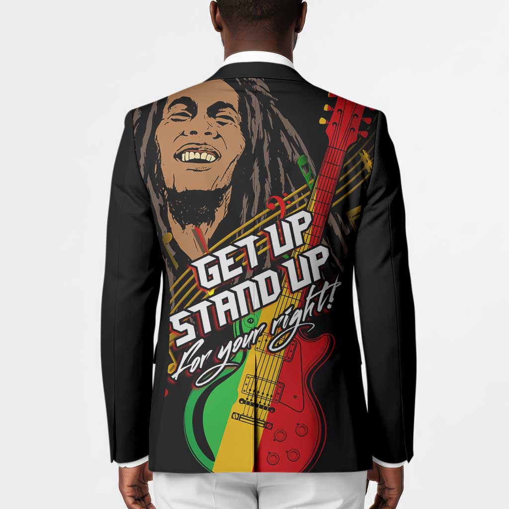 Legend Bob Get Up Stand Up Blazer Black Jamaican Reggae Multicolored