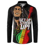 Legend Bob Get Up Stand Up Button Sweatshirt Black Jamaican Reggae Multicolored