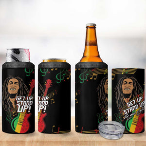 Legend Bob Get Up Stand Up 4 in 1 Can Cooler Tumbler Black Jamaican Reggae Multicolored