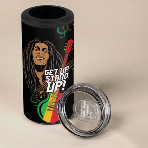 Legend Bob Get Up Stand Up 4 in 1 Can Cooler Tumbler Black Jamaican Reggae Multicolored