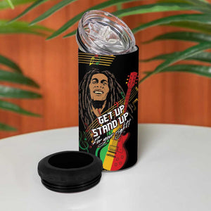 Legend Bob Get Up Stand Up 4 in 1 Can Cooler Tumbler Black Jamaican Reggae Multicolored