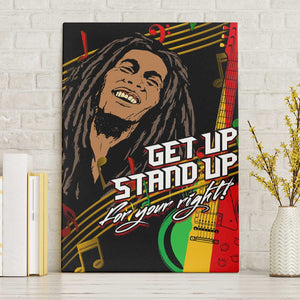 Legend Bob Get Up Stand Up Canvas Wall Art Black Jamaican Reggae Multicolored