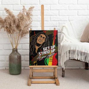 Legend Bob Get Up Stand Up Canvas Wall Art Black Jamaican Reggae Multicolored