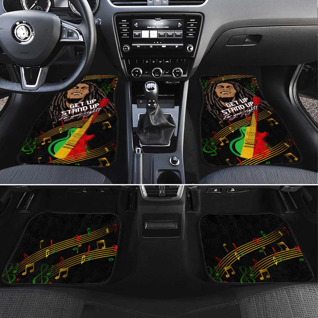 Legend Bob Get Up Stand Up Car Mats Black Jamaican Reggae Multicolored