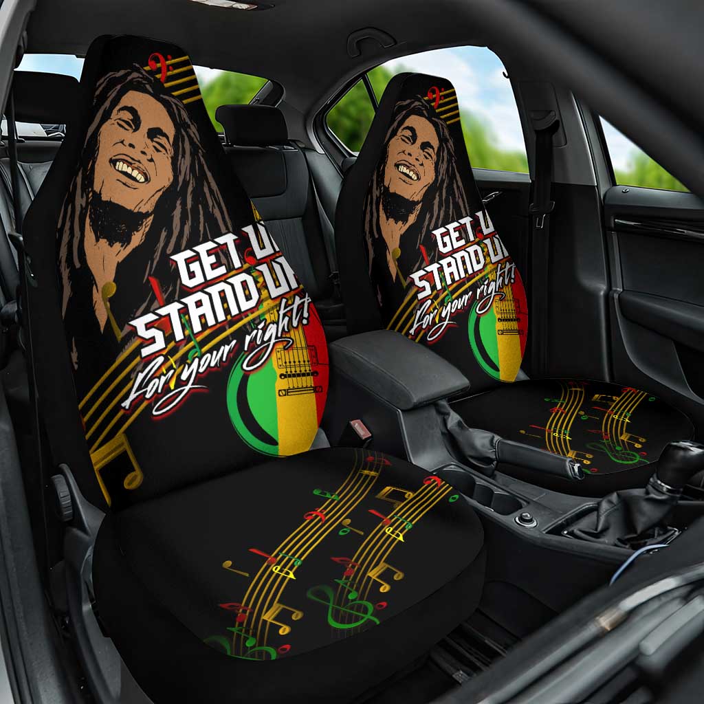 Legend Bob Get Up Stand Up Car Seat Cover Black Jamaican Reggae Multicolored