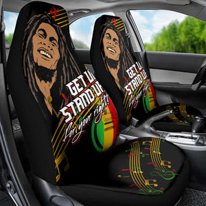 Legend Bob Get Up Stand Up Car Seat Cover Black Jamaican Reggae Multicolored