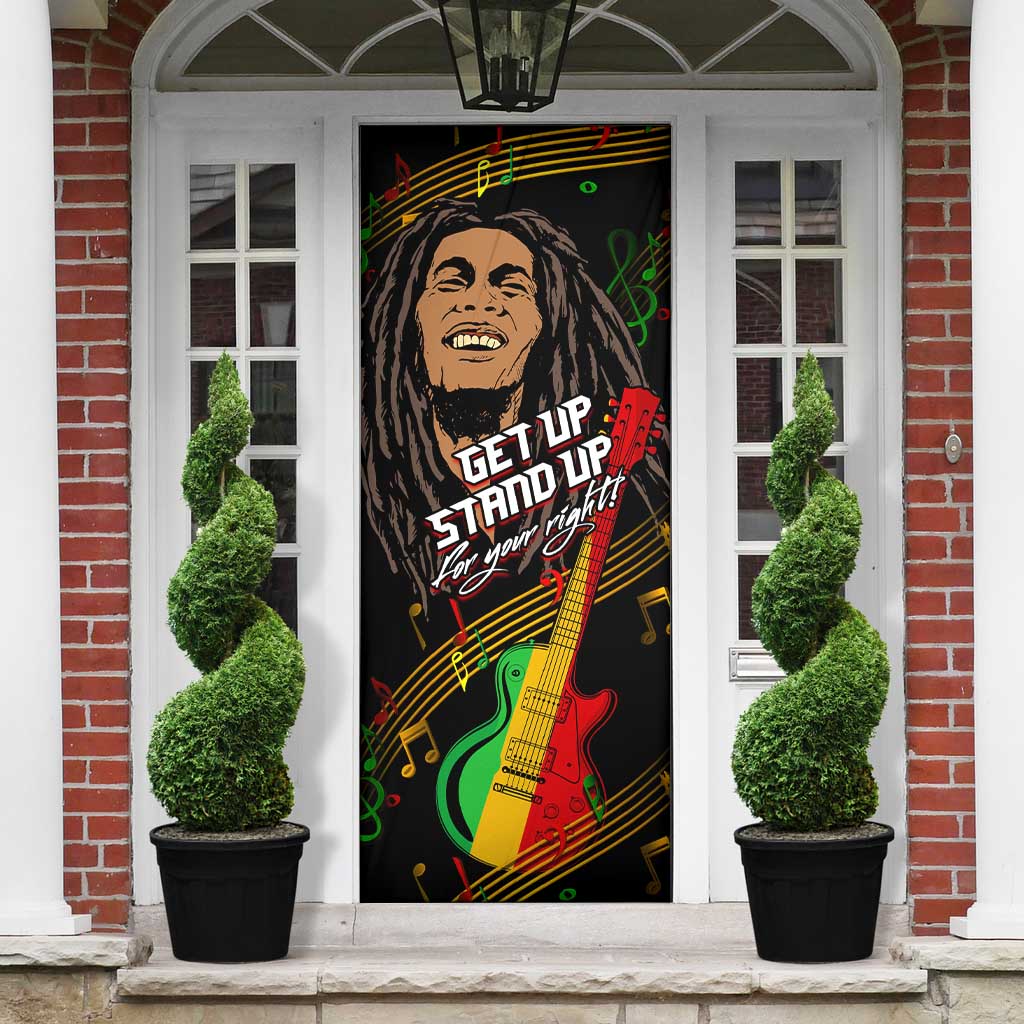 Legend Bob Get Up Stand Up Door Cover Black Jamaican Reggae Multicolored