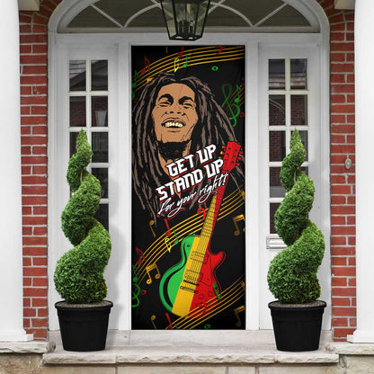 Legend Bob Get Up Stand Up Door Cover Black Jamaican Reggae Multicolored