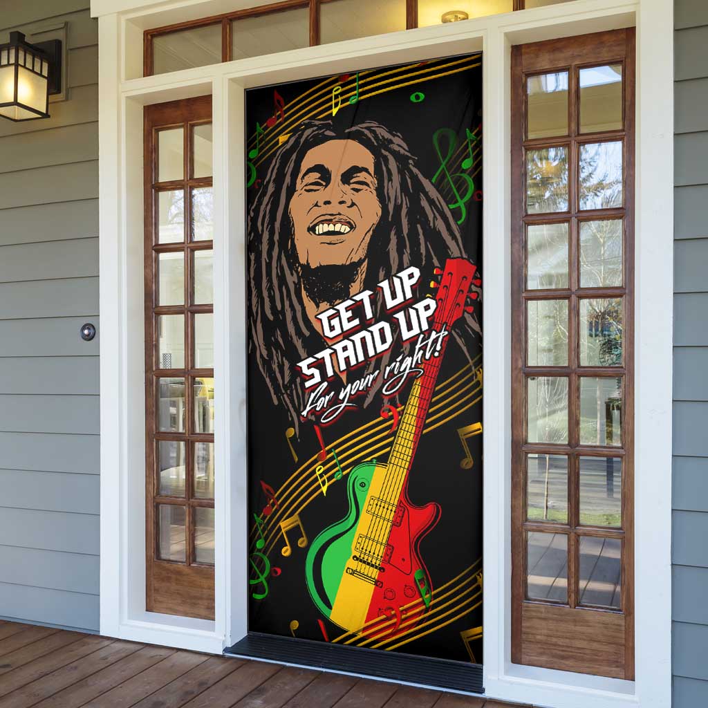 Legend Bob Get Up Stand Up Door Cover Black Jamaican Reggae Multicolored