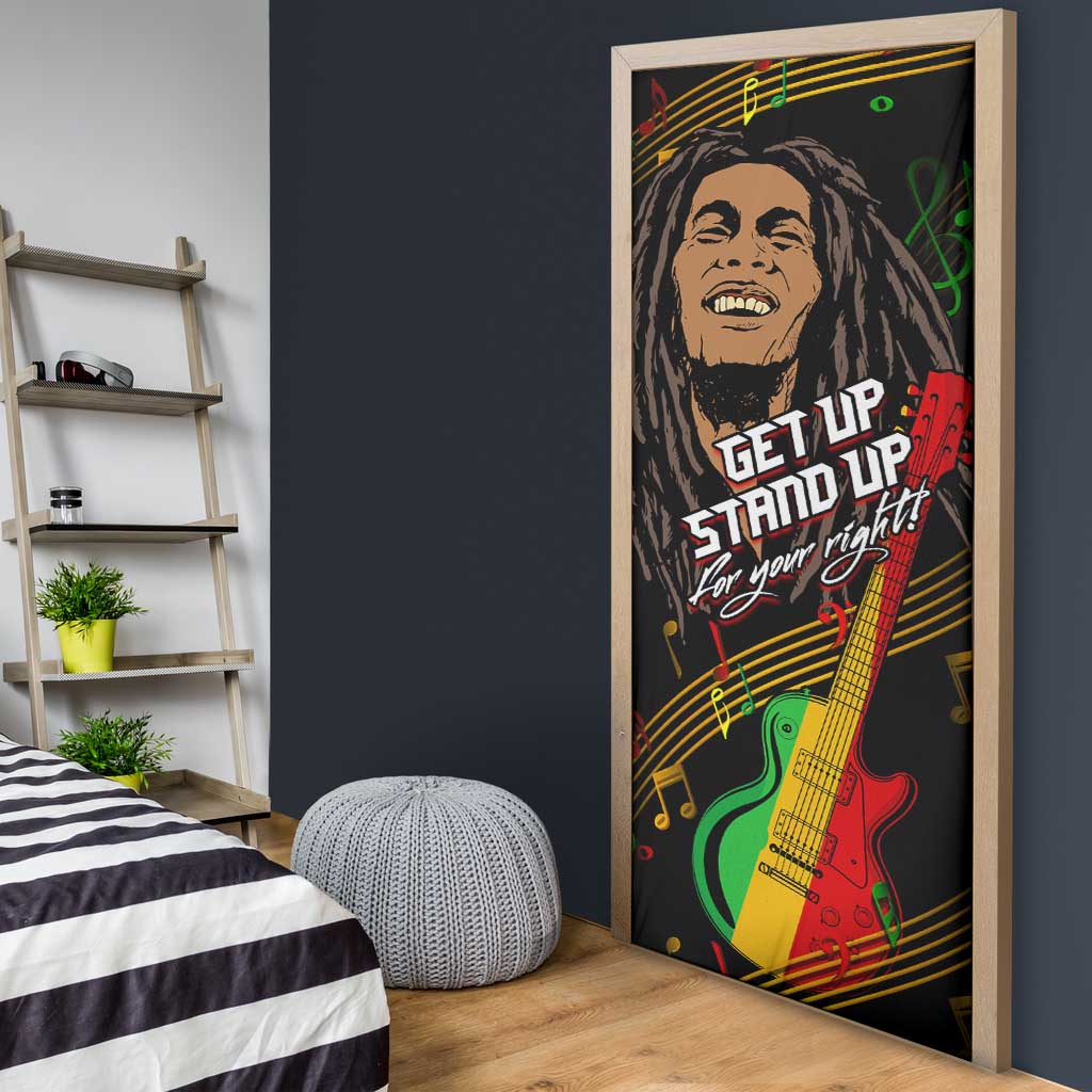 Legend Bob Get Up Stand Up Door Cover Black Jamaican Reggae Multicolored