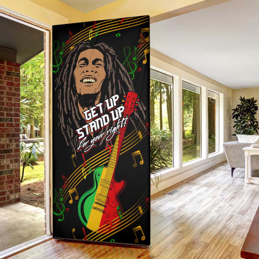 Legend Bob Get Up Stand Up Door Cover Black Jamaican Reggae Multicolored