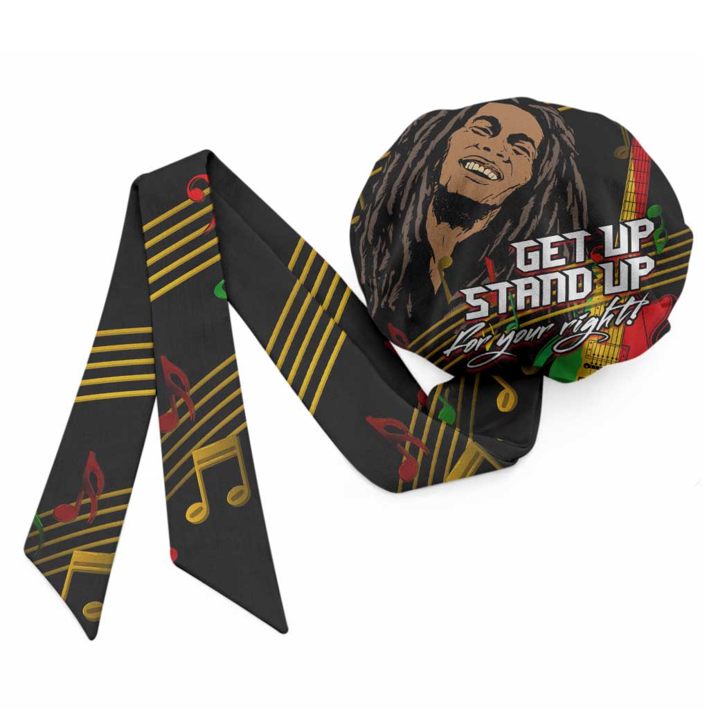 Legend Bob Get Up Stand Up Easy Headwrap Black Jamaican Reggae Multicolored